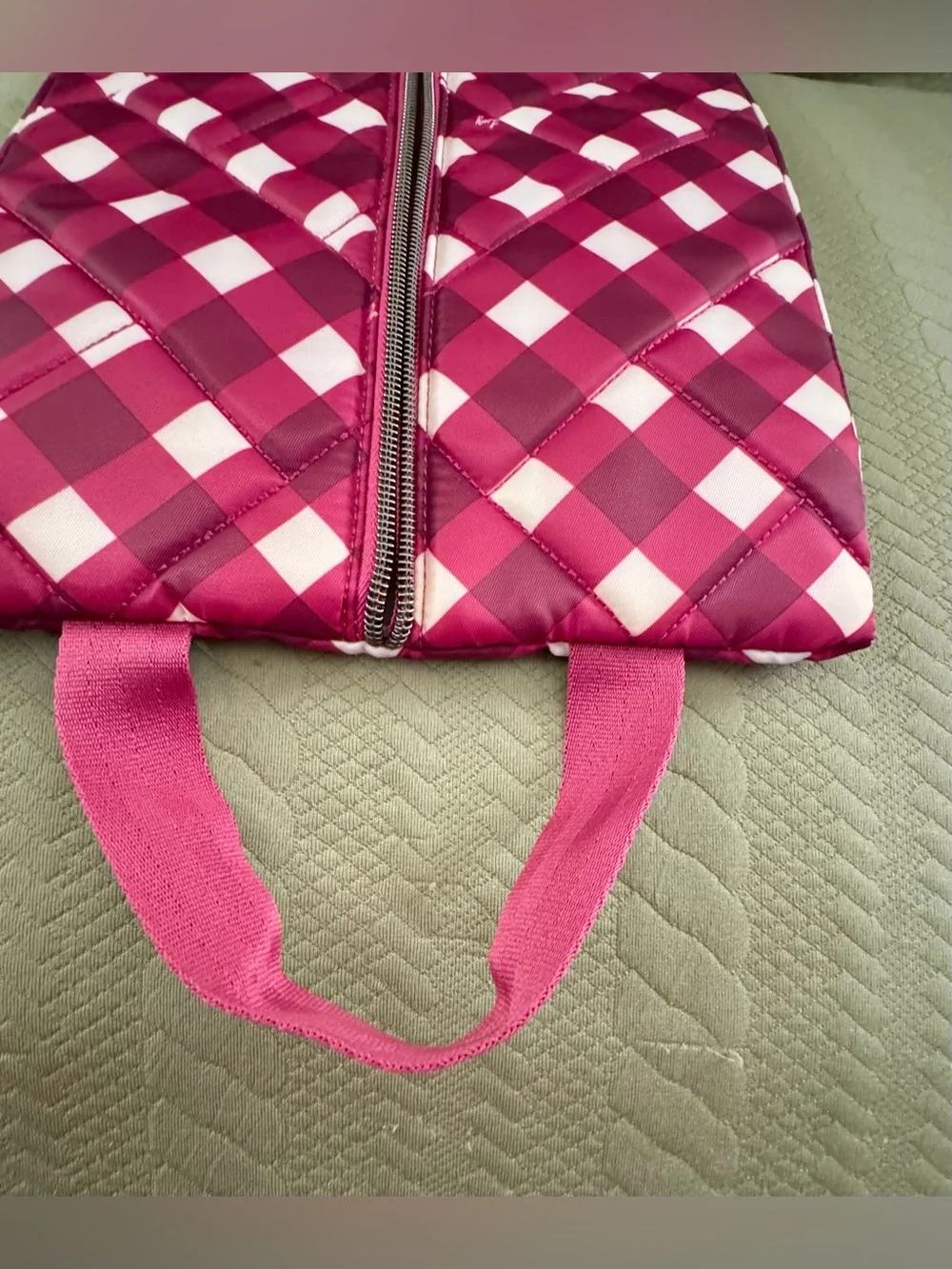 Lug Tuck Hot Iron Pouch Gingham Berry NWOT